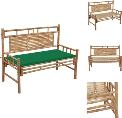 Produktbild von vidaXL Gartenbank mit Auflage 120 cm Bambus -  Gartenbänke