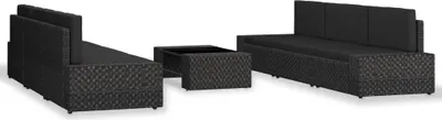 Obrázek produktu pro vidaXL 7dílná zahradní lehátková souprava Poly Rattan Black