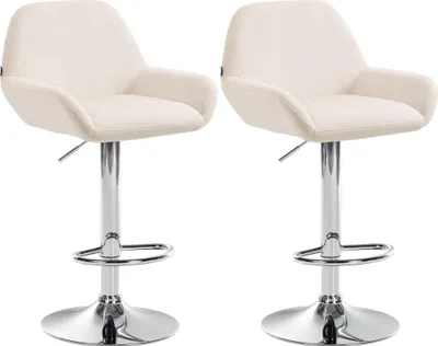 Produktbild von CLP 2er Set Barhocker Braga Samt drehbar und höhenverstellbar creme Material Gestell Metall in Chromoptik