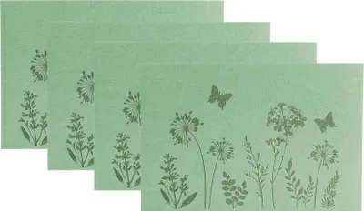 Produktbild von Platzset Filz Blumen 4er Set Grün 45x30cm Tischset Tischdeko Frühling Platzdecke