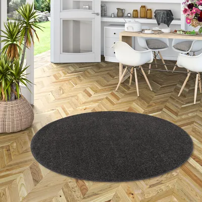 Produktbild von Teppich Hochflor Shaggy Cottage Anthrazit Rund, Größe:400 cm Rund