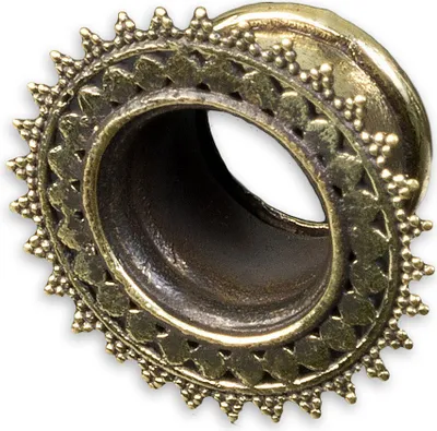 Produktbild von viva-adorno 1 Stück 8mm Flesh Tunnel Plug Messing Vintage Look Sonne Südostasien Style Größe 8 - 22mm Z434.D2