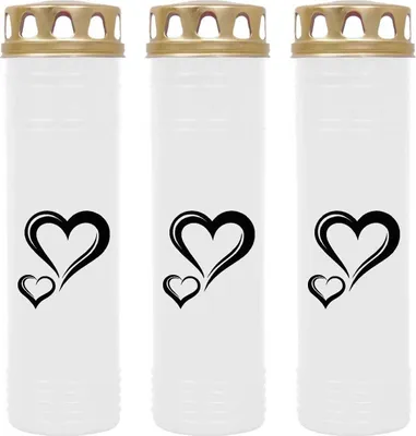 Image de Bougie funéraire - lot de 3 - blanc 170h ( couvercle or ) - coeur
