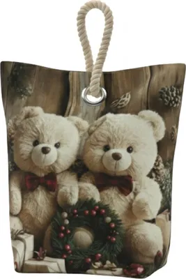 Obrázek produktu pro Vánoční dveřní zarážka Medvídci CYC31007 22x23 cm