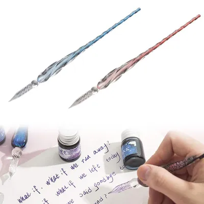 Produktbild von Glasfeder Kalligraphie Set 2 Stück Regenbogen Kristall Glastauchstift