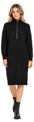 Produktbild von Strickkleid Rodier Oversize Schwarz mit Stehkragen und Reißverschluss L