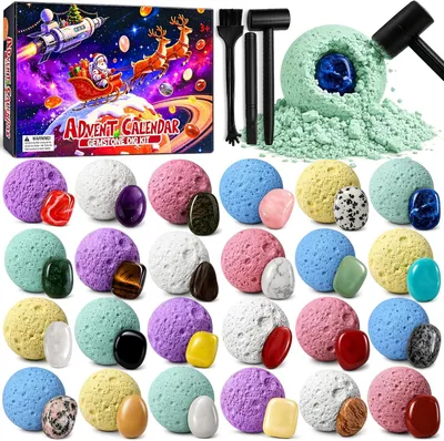 Productafbeelding van Adventskalender 2026 edelstenen opgravingsset kinderen - 24 dagen edelstenen opgraven met - Kristallen en mineralen