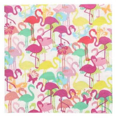 Produktbild von 20 Servietten, 3-lagig 1/4-Falz 33 cm x 33 cm "Flamingoparty"