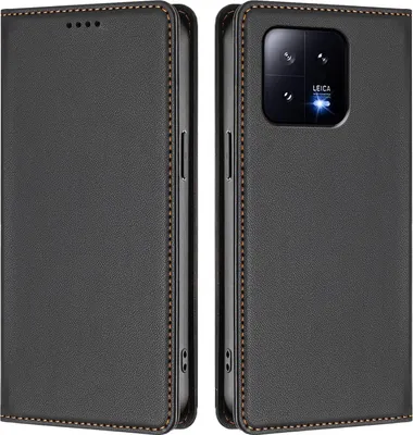 Image de Etui en cuir pour Xiaomi 13, étui magnétique en cuirPolyuréthaneavec support Noir