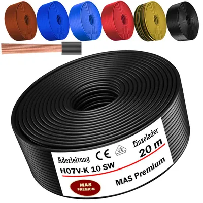 Produktbild von 20m Aderleitung H07 V-K SW 1x10 mm² Schwarz Einzelader flexibel
