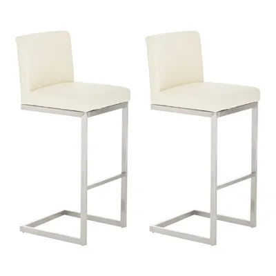 Produktbild von CLP 2er Set Barhocker Paros mit Kunstlederbezug Edelstahl Fußablage bis 240 kg creme