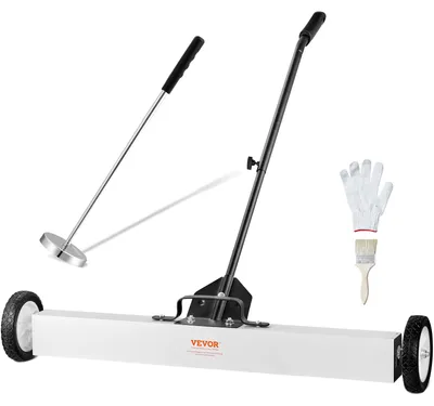 Image de VEVOR Balayeuse magnétique à roues de 36 pouces, capacité de 55 lbs, avec outil de ramassage magnétique extensible, poignée ajustable, balayeuse de ramassage magnétique pour ramasser les clous et les vis,