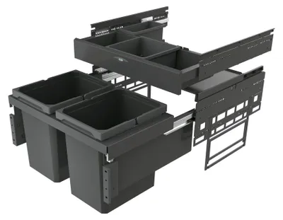 Produktbild von Naber Cox® Base 360 K/600-2 mit Base-Board, Abfallsammler für Frontauszüge, ohne Biodeckel, anthrazit, H 460 mm 8013802