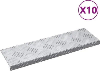 Image de vidaXL Marche d'escalier 10 pièces Argent 60 x 18 x 2,5 cm Aluminium