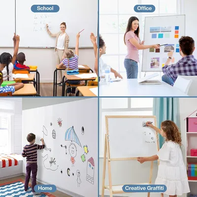 Obrázek produktu pro Magnetická fólie 80 x 40 cm samolepicí - Stíratelná a magnetická - Obsahuje fix, houbičku a magnety