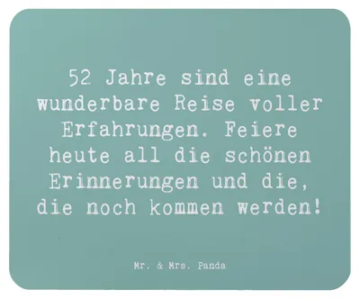 Produktbild von Mr. & Mrs. Panda Mauspad Spruch 52. Geburtstag - Meeresbrise - Geschenk, Lebensfreude, Mouse Pad, Geburtstagsgeschenk, pc, Mousepad, Glückwunsch, Liebe, laptop
