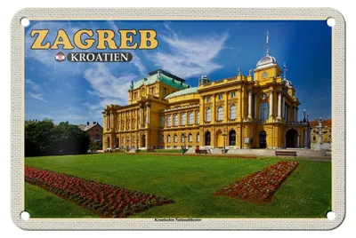 Produktbild von Blechschild Reise 18x12cm Zagreb Kroatien Nationaltheater Schild