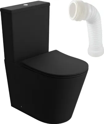 Produktbild von Lavita |  WC-Kompakt - Neptun Black, spülrandloses, Stand-WC, Tiefspüler, Soft-Close, WC-Sitz abnehmbar, Universalabgang, Schwarz matt