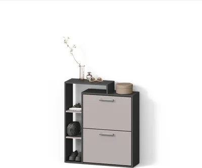 Image de Meuble à chaussures Livinity Ortello Anthracite/gris 80x90cm, Model 55888