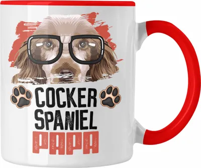 Produktbild von Trendation - Cocker Spaniel Papa Besitzer Tasse Geschenk Lustiger Spruch Geschenkidee Cocker Spaniel Liebhaber (Rot)