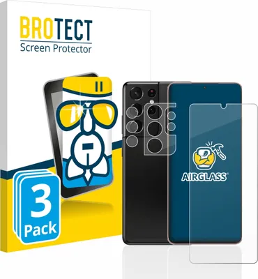 Produktbild von 3x BROTECT Schutzglas für Samsung Galaxy S21 Ultra 5G (Display+Kamera) Schutzfolie Panzer Folie Glas Display Schutz klar