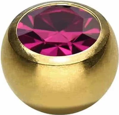 Produktbild von Chirurgenstahl Schraubkugel KRISTALL Gold | Kristall: Pink Gewinde: 1,2mm | Kugelgröße: 5mm