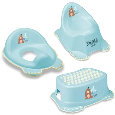 Produktbild von Babykajo 3 in 1 Baby Töpfchen Set - Kinder Töpfchen + Kinder Toilettensitz + Kinder Tritthocker – aus BPA freiem Plastik und mit Antirutschfüßchen.