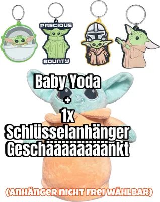Produktbild von Actionfigur Star Wars Baby Yoda 23cm Kind Friend The Mandalorian Grogu Plüschfigur Disney The Child Kuscheltier inkl. Schlüsselanhänger
