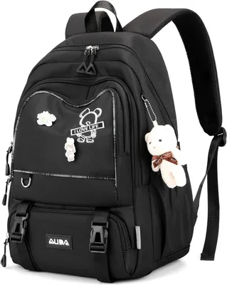 Produktbild von Schulrucksack Teenager Mädchen Rucksack Schule Groß Girls School Bag Wasserdicht Lässiger Daypack für Grundschule, Sekundarstufe und Universität -Schwarz