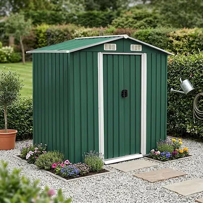 Produktbild von Gartenhaus Gerätehaus 204x132x185 cm Gartenschuppen Metall Geräteschuppen Grün