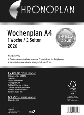 Produktbild von CHRONOPLAN Wochenplan 2026 1 Woche/2 Seiten DIN A4