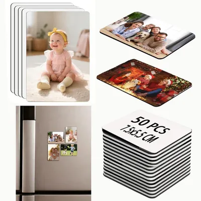 Productafbeelding van Sublimatie magneten, blanco set van 50 stuks, 5,5 x 7,5 cm. Ideaal voor het zelf maken van fotomagneten voor de koelkast of whiteboard