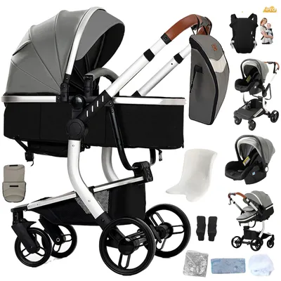 Image de Poussette, multifonctionnelle 3-en-1, légère et pliable, modèle X518-GRIS, couleur : gris
