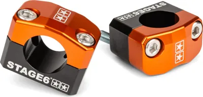 Zdjęcie produktu dla Wsporniki kierownicy STAGE6 CNC z aluminium od 22 do 28,6 mm w kolorze pomarańczowym