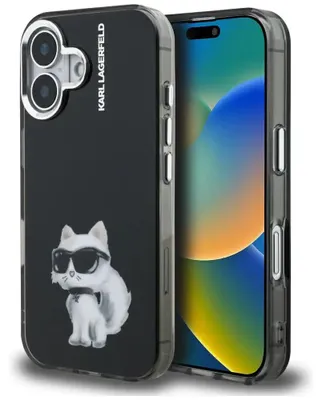Immagine prodotto di Custodia Karl Lagerfeld Iml Aquarelle Choupette & Logo per iPhone 16 Nero