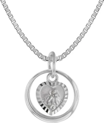 trendor 39577 Taufkette 925 Silber Taufring mit Engelherz 1