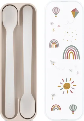 Produktbild von Mepal - Fütterlöffel Mio - Babylöffel - Kleinkind Fütterlöffel - Spülmaschinengeeignet & BPA frei - 2er Set - Sunshine & Rainbow