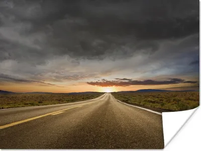 Produktbild von MuchoWow® Poster Sonnenuntergang Straße 160x120 cm - Foto Plakat