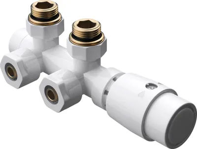 Produktbild von doporro Design Anschlussventil für Heizkörper mit Thermostat Weiß Mittelanschluss 187 mm