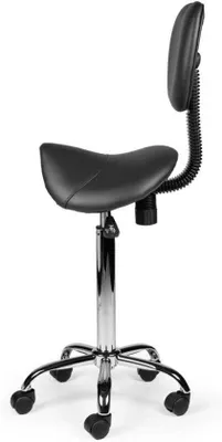 Productafbeelding van Zadelkruk met Rugleuning - Werkkruk Kantoor - Ergonomisch Zitten - Traploos Verstelbaar - 70-85 cm - Zwart