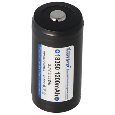 Zdjęcie produktu dla Keeppower 18350 – akumulator litowo-jonowy 1200 mAh, 3,6 V – 3,7 V z zabezpieczeniem, wymiary ok. 39 x 18,6 mm
