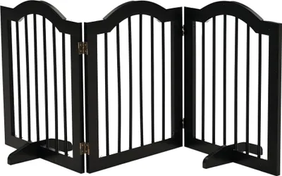 Image de PawHut Barrière de sécurité barrière modulable pliable pour animaux de compagnie avec pied de support MDF bois massif 154,5 x 61 cm noir