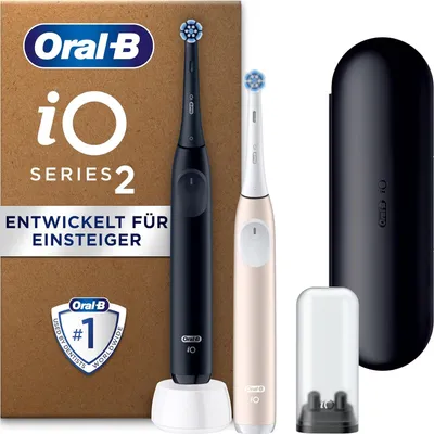 Produktbild von Oral-B iO 2 Packung mit 2 elektrischen Zahnbürsten Black Night & Soft Pink 2