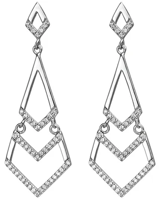Produktbild von Ohrhänger 925 Silber 92 weiße Zirkonia Ohrringe Hängerstecker Ohrschmuck