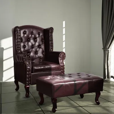 Immagine prodotto di Poltrona TV - Poltrona relax - Poltrona con poggiapiedi - Poltrona in ecopelle - Design Chesterfield