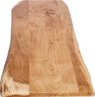 Produktbild von Tischplatte 120x40 cm Curtis, Holzplatte Akazienholz massiv + naturfarben + lackiert, Baumkanten-Platte für Heimwerker, Arbeitsplatten, Tische & Fensterbretter