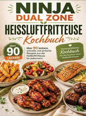 Produktbild von Ninja Dual Zone Heißluftfritteuse Kochbuch: über 90 leckere, schnelle und einfache Rezepte aus der Heißluftfritteuse für jedermann