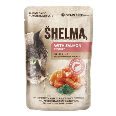 Zdjęcie produktu dla Shelma Cat Łosoś ze spiruliną w sosie, torebka 85 g