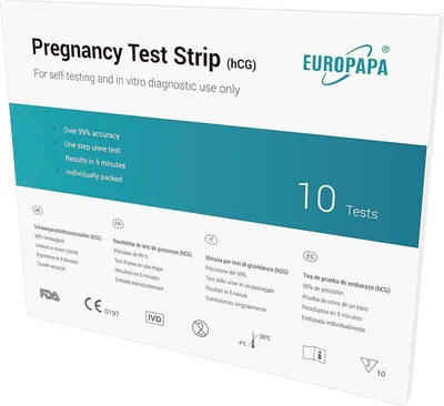 Produktbild von EUROPAPA® Healthcare 10 Stück ultraempfindlicher Schwangerschaftstest - Schwangerschaftstest Frühtest - Pregnancy Test - Frühschwangerschaftstest 10