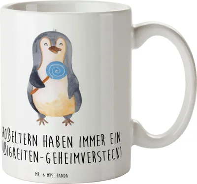 Produktbild von Mr. & Mrs. Panda Tasse mit Spruch Großeltern Süßigkeiten - Weiß - Geschenk, Enkelkinder, Kaffeebecher, hochwertige, herzerwärmende Sprüche, Geheimversteck, Lächeln